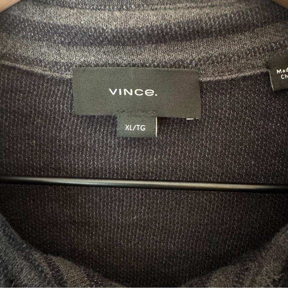 Vince Men’s Long Sleeve 100% Cotton Gray Striped Preppy Polo Pullover Sz XL - Picture 6 of 11